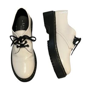 Refilll Women’s White Patent Leather Lace-Up Combat Chunky Platform Shoes